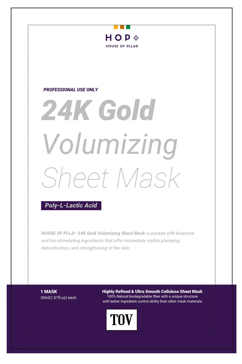 HOUSE OF PLLA® HOP+ 24k Gold Volumizing Sheet Mask 5pc/Box