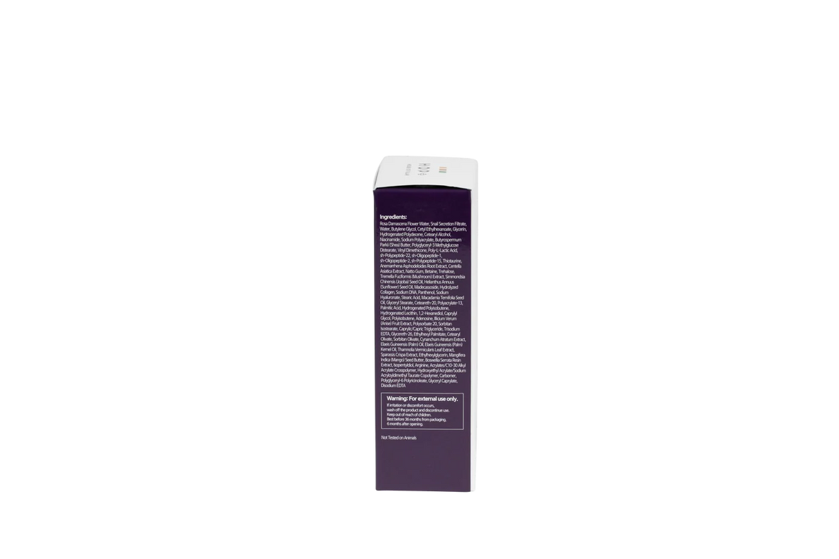 Side panel of the HOP+ Promoter Repair Cell Moisturizer box showing the full ingredient list and usage warnings.
